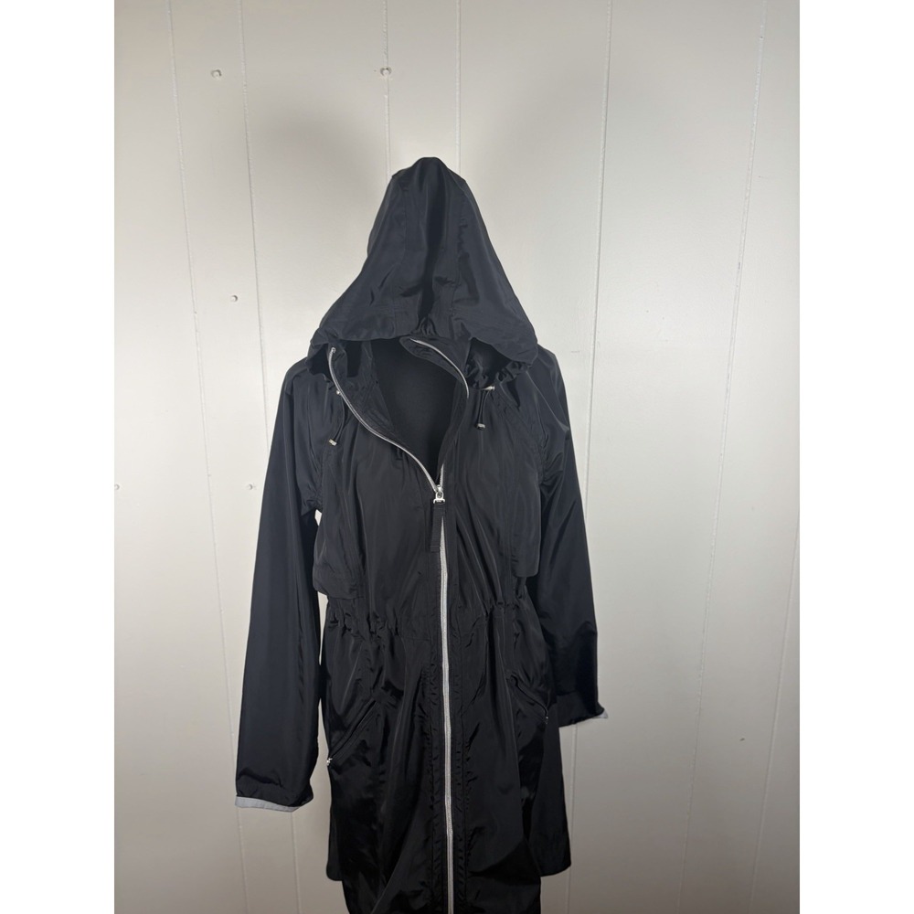 Athleta Jacket Womens S Black Drip Drop Hooded Full Zip Drawstring Rain Coat - Picture 2 of 12